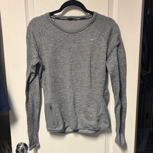 Gray Long Sleeve Nike Running Athletic Top